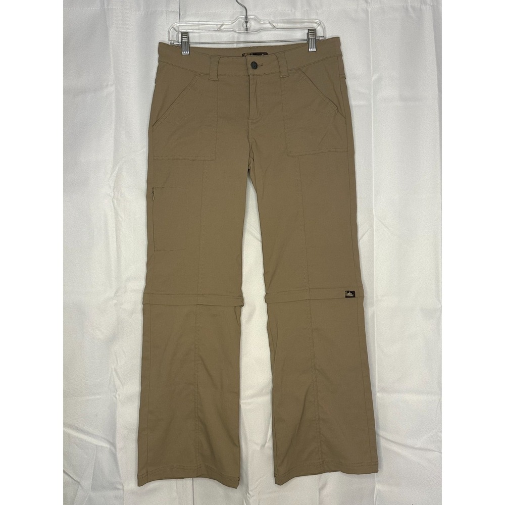 Prana Monarch Zip Off Convertible Hiking Pants‎ Womens Size 8 Short Khaki Cargo